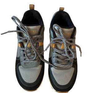 Like new Skechers Kids Gray and Black Sneakers with tan Highlights